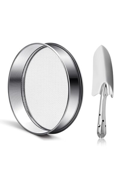 Generic Hushee Soil Sieve with Shovel Set 10" Sifting Pan Stainless Compost S...