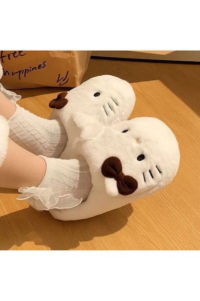 1blood Papuci de pluș maro Hello Kitty Soft Furry
