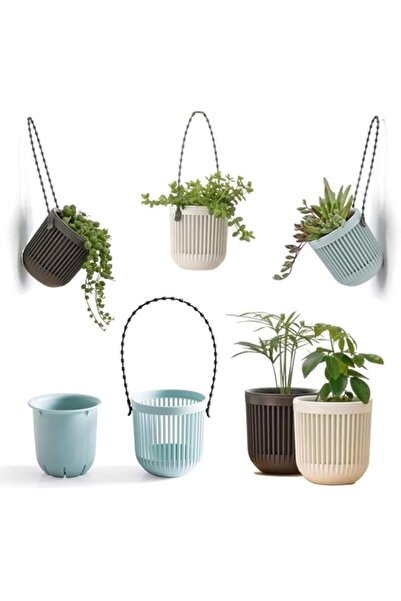 Generic Yelajoy 6 PCS Two-Piece Succulent Planters Pots with Drainage, Flexible Removable Handle, Flower Po