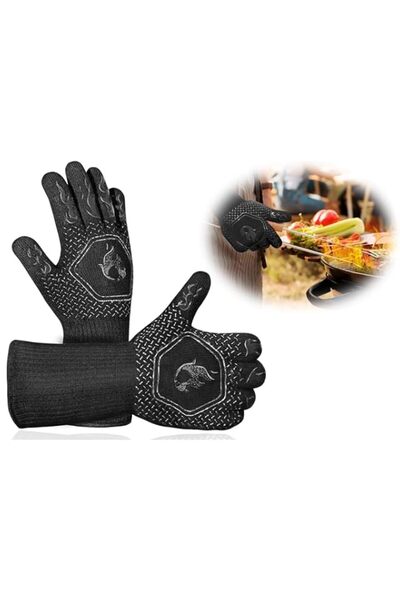 Generic Azonee 1Pair of BBQ Grill Gloves Heat Resistant: 1472℉ High Temp Resi...
