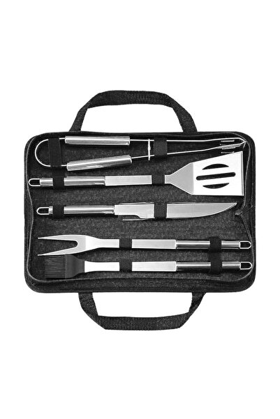 Generic BBQ Grill Tool Set, 5Pcs Stainless-steel with Knife Brush Fork Spatul...