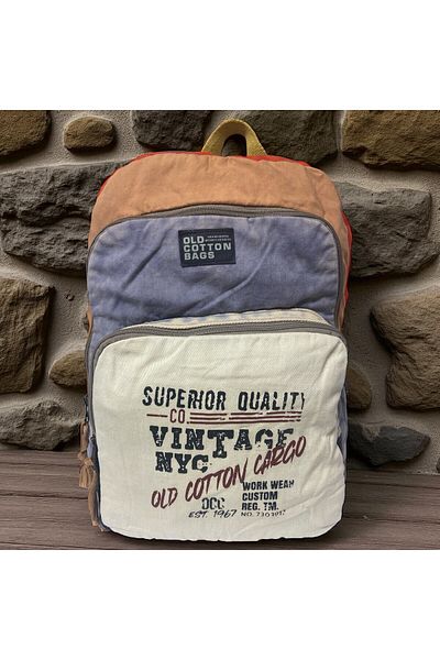 Old Cotton Quality Colorful Vintage Design Backpack Travel School Travel Bag 30 cm X 42 cm