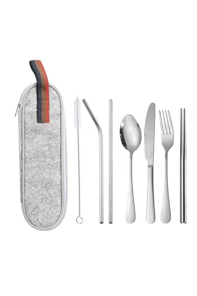 Generic Portable Stainless Steel Camping Cutlery Set, Complete 7-Piece Outdoo...