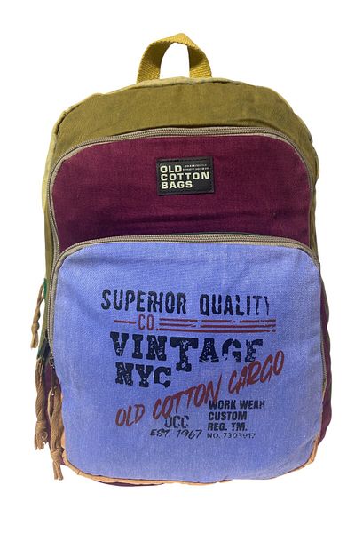 Old Cotton Quality Colorful Vintage Design Backpack Travel School Travel Bag 30 cm X 42 cm