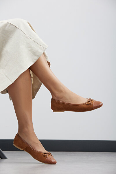 WilloWara حذاء باليرينا من الجلد الطبيعي بشريط سونيا