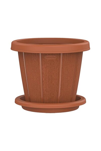 Generic أصيص زهور دائري من البلاستيك من كوزموبلاست، مصنوع من خشب الأرز، مقاس ...