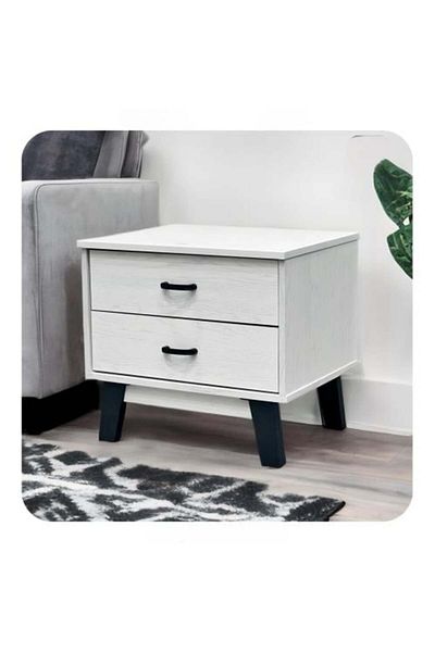 Golden Store Wooden Bedside Table with Two Drawers - Multiple Colors