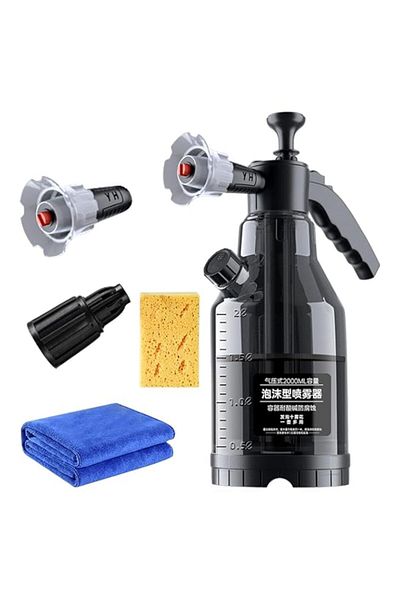 Generic Pump Foaming Sprayer, 2L Hand Pressure Snow Foam Sprayer with 60° Wide Spraying Nozzles, Towel, Spo