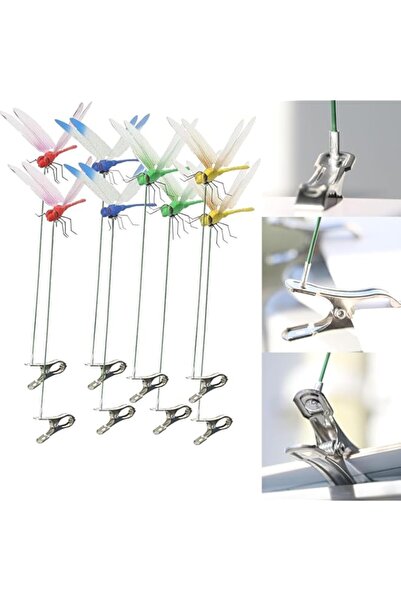 Generic 8 قطع من مشابك اليعسوب المزيفة ثلاثية الأبعاد، ديكورات الحدائق الخارج...