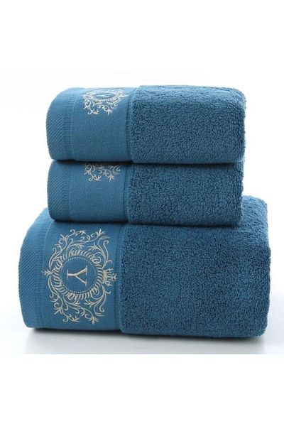 BUGHY'S Set of 3 100% Cotton Towels, The set contains 2 75x35 towels and a 140x70 towel.