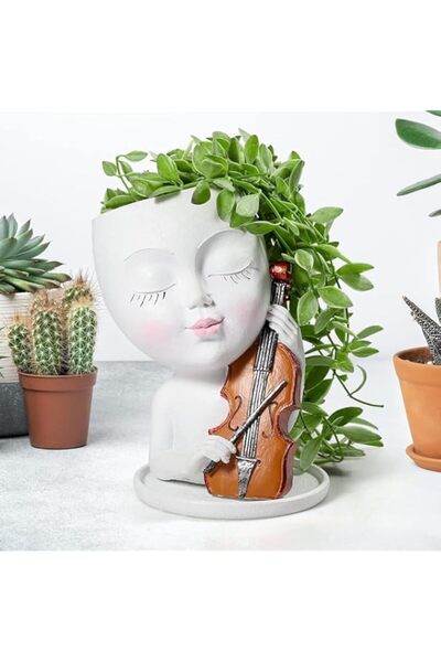 Generic أواني زراعة على شكل وجه من NALACAL، وعاء نباتات فريد على شكل رأس سيدة...