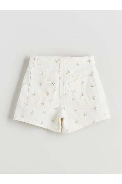 LC Waikiki Bow Printed Girl's Jean Shorts