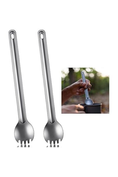 Generic Titanium Long Handle Spork and Spoon 2 Pieces, Ultralight Portabale F...