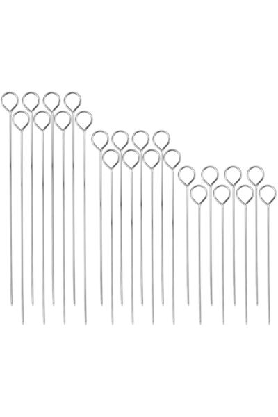 Generic أسياخ شواء معدنية مسطحة من إكسفور - مجموعة شواء طويلة وعريضة من الفول...