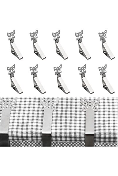 Generic مشابك مفارش طاولة على شكل فراشة من الفولاذ المقاوم للصدأ من HASTHIP®، 10 قطع، مشابك حامل مفارش الطاولة، مقاومة للرياح