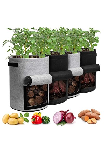 Generic أكياس زراعة البطاطس Azonee سعة 10 جالون مع نافذة حصاد ومقابض - عبوة م...