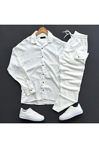 THEGENTMAN Set cămașă și pantaloni din in Crinkle pentru bărbați