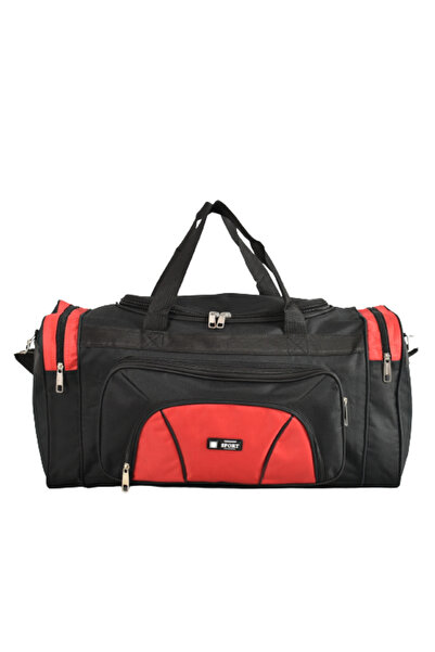 NO BRAND Geantă sport, textilă, cu mâner, 60/30/26 cm, roșie/neagră