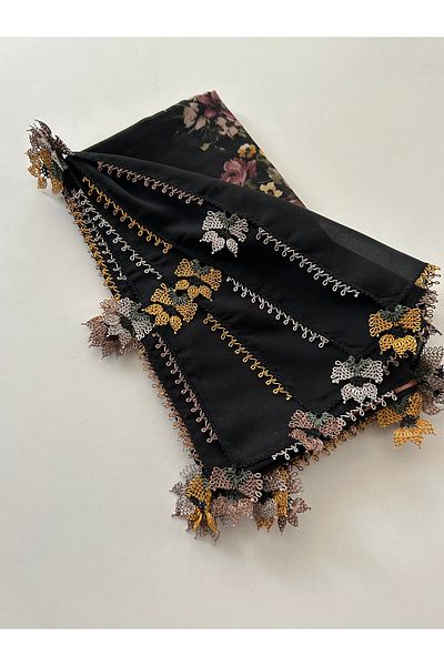 REYYAN Black Handwork Needlework Embroidery Writing/Needlework/Needlework Yemeni/Handwork Cheesecloth/Headcloth