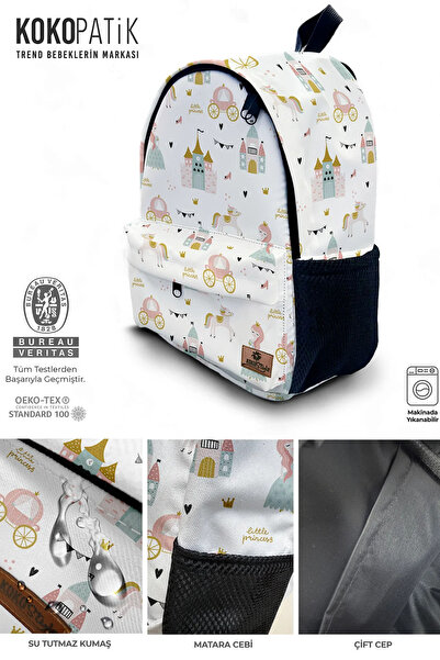 Kokopatik Kişiye Özel İsimli - Küçük Prenses Desenli Okul Çantası