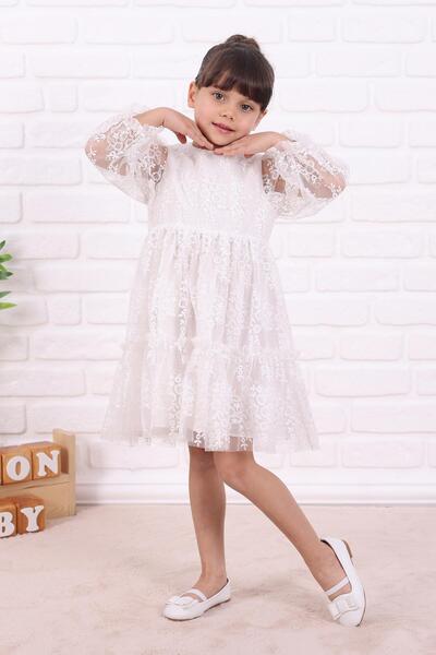 kidello Ecru Lez Lace Girl's Dress (2-8 Years)