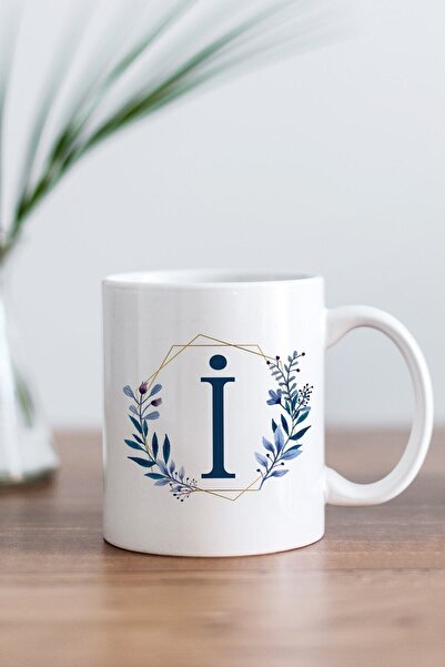 Mio Life كوب أبيض مطبوع عليه حرف I