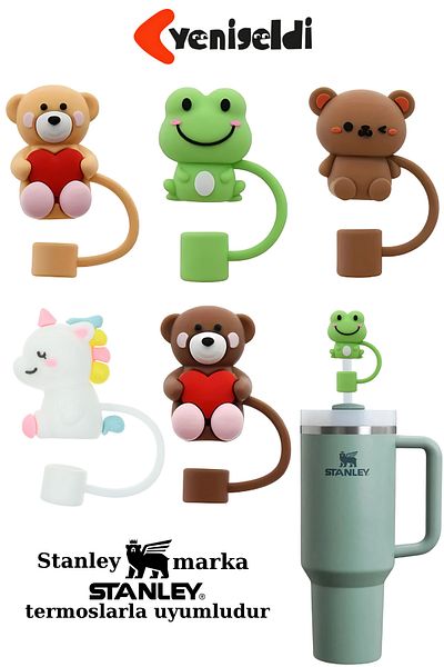 Yenigeldi 5 Pieces 10 mm Stnly Quencher Compatible Silicone Straw Stopper Cover – Random Shipping with Colorful Figures
