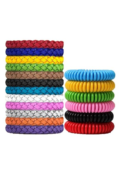 Generic سوار طارد للبعوض، ١٢ سوارًا جلديًا و٦ أساور زنبركية طاردة للبعوض، مقا...