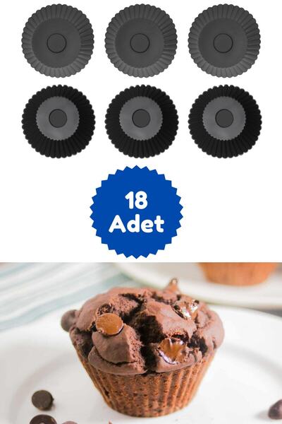 Atlas Mutfak Anthracite 18-Piece Silicone Mini Brownie Mold - Muffin Mold 18 ...