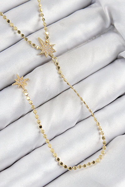 Epilons قلادة Bfs من حجر الزركون والنحاس المطحون على شكل نجمة القطب موديل ذهب...