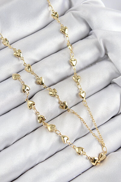 Epilons Bfs Brass Zircon Stone Heart Model Gold Color Y Necklace