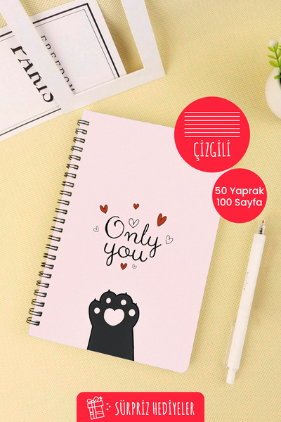 Anime Marketi Cat Paw Design A5 Spiral School Notebook 50 Sheets 100 Pages - Lined