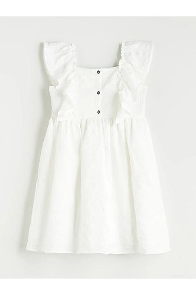 LC Waikiki Lcw Kids Ecru Square Neck Girl's Dress