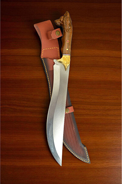 MERTCAN KNİFE 47 cm Kurt başlı koleksiyonluk outdoor av ve kamp bıçağı mutfak bıçağı çakı kasap et bıçağı