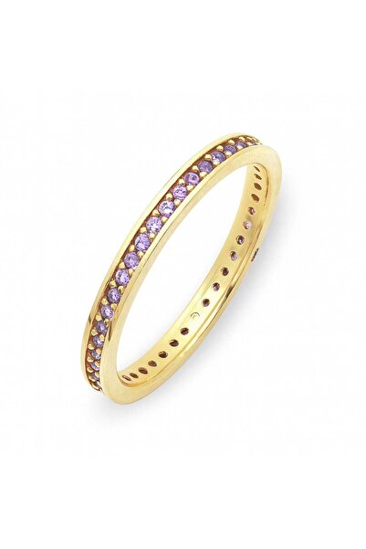 Bijuteria SORELLY Inel Eternity din aur de 14k cu pietre mov 1.5 mm mărimea 16