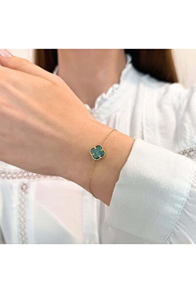 Bijuteria SORELLY Bratara Aur 14k Floare cu Malachit