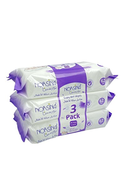 Norsina مناديل مبللة للاطفال3 × 62 قطعة، عدد 186 قطعة من نورسينا