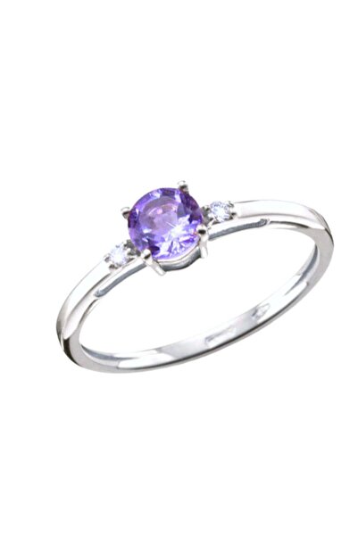 Bijuteria SORELLY Inel Aur 14k Alb cu Ametist 0.550ct si Diamante 0.032ct 14