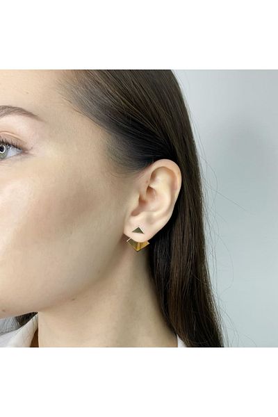 Bijuteria SORELLY 14k Gold Earrings 3 in 1 Minimalist Full Square
