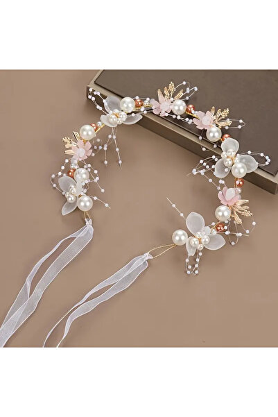 Eva Flore Pink Pearl Maternity Crown - New Birth Crown - Bridal Hoop Crown - Pink Girl's Crown