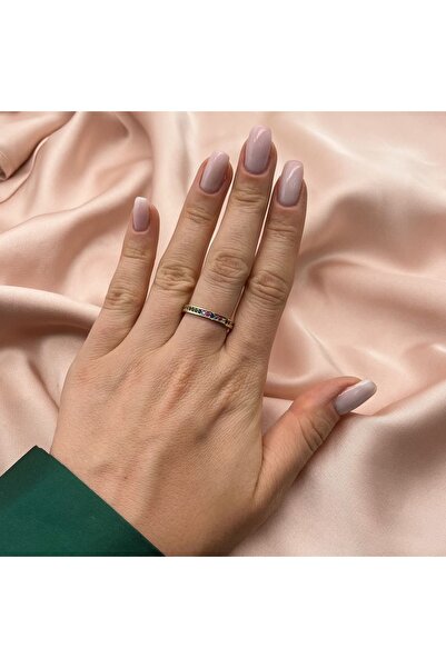 Bijuteria SORELLY Inel Aur 14k cu Pietre Multicolore 3mm Eternity 20