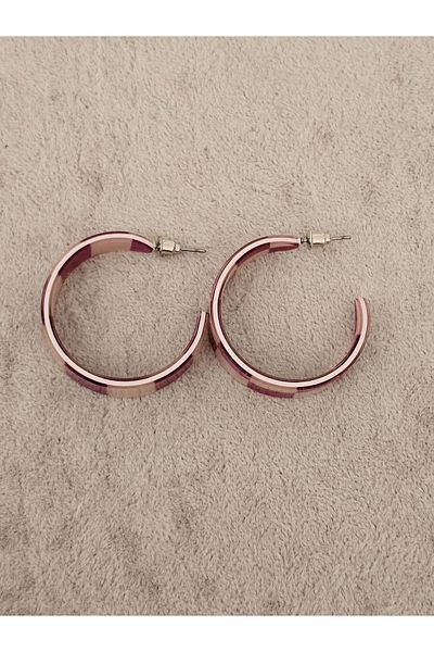 SiestaAccessories أقراط دائرية من الأكريليك بنمط مربعات باللون الأرجواني والأبيض