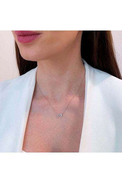Bijuteria SORELLY Lant Aur 14k Alb Infinit cu Diamant 0.005ct