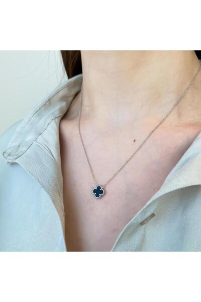 Bijuteria SORELLY Lant Aur 14k Floare Onix 8mm Alb