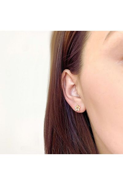 Bijuteria SORELLY Cercei Aur 14k Stea cu Pietre Zirconia