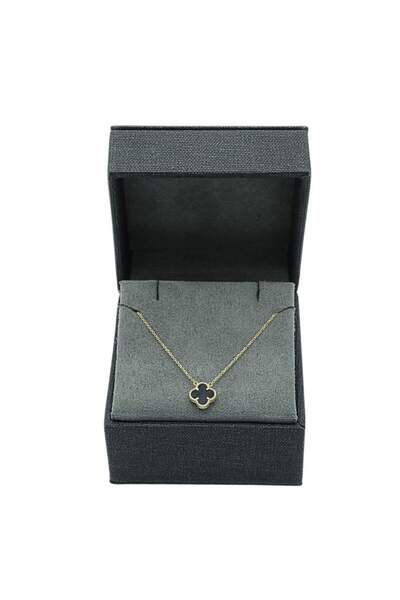 Bijuteria SORELLY Lant Aur 14k Floare Onix 8mm Alb