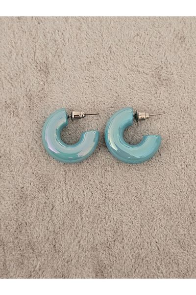 SiestaAccessories أقراط دائرية صغيرة من الأكريليك الأزرق