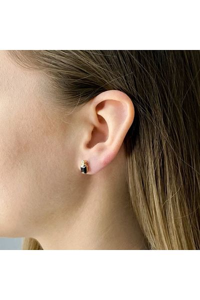 Bijuteria SORELLY 14k Gold Earrings with Square Natural Semi-Precious Stone Garnet