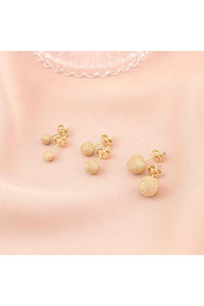 Bijuteria SORELLY 14k Gold Earrings Medium Ribbed Ball - 7 mm