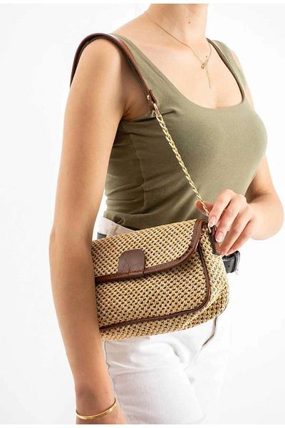 Butik Tacca Celina Model Straw Women's Hand and Shoulder Bag